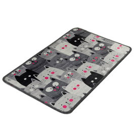 Mijölnir Meow Alfombrilla de Baño Gris 40 x 60 cm, 100% Poliéster Antideslizante y Antialérgica